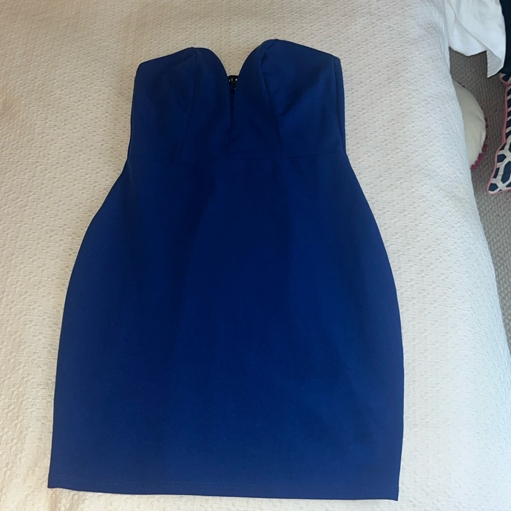 Blue Strapless Mini Dress